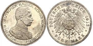 5 Mark Royaume de Prusse (1701-1918) Argent Wilhelm II, German Emperor (1859-1941)