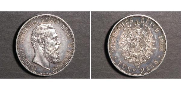 5 Mark Royaume de Prusse (1701-1918) Argent Frédéric III (Empire allemand) (1831-1888)