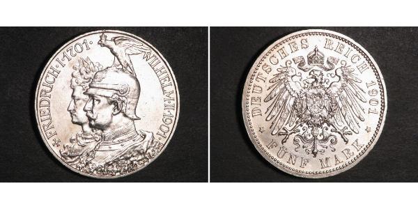5 Mark Royaume de Prusse (1701-1918) Argent Wilhelm II, German Emperor (1859-1941)