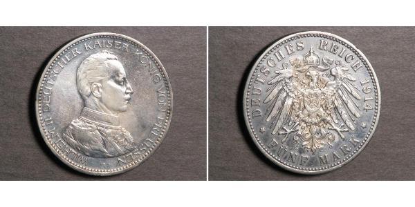 5 Mark Royaume de Prusse (1701-1918) Argent Wilhelm II, German Emperor (1859-1941)