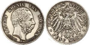5 Mark Royaume de Saxe (1806 - 1918) Argent Albert de Saxe