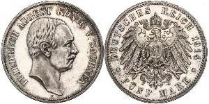 5 Mark Royaume de Saxe (1806 - 1918) Argent Frédéric-Auguste III de Saxe (1865-1932)