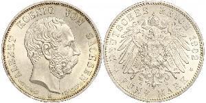 5 Mark Royaume de Saxe (1806 - 1918) Argent Albert de Saxe
