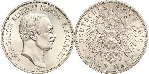 5 Mark Royaume de Saxe (1806 - 1918) Argent Frédéric-Auguste III de Saxe (1865-1932)
