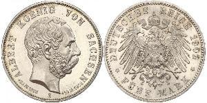 5 Mark Royaume de Saxe (1806 - 1918) Argent Albert de Saxe