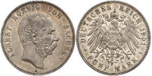 5 Mark Royaume de Saxe (1806 - 1918) Argent Albert de Saxe