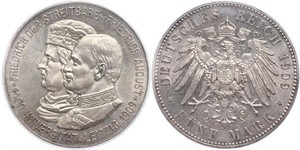 5 Mark Royaume de Saxe (1806 - 1918) Argent Frédéric-Auguste III de Saxe (1865-1932)