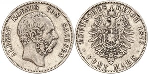 5 Mark Royaume de Saxe (1806 - 1918) Argent Albert de Saxe