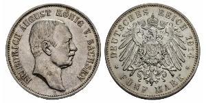 5 Mark Royaume de Saxe (1806 - 1918) Argent Frédéric-Auguste III de Saxe (1865-1932)