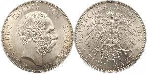 5 Mark Royaume de Saxe (1806 - 1918) Argent Albert de Saxe