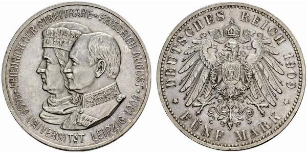 5 Mark Royaume de Saxe (1806 - 1918) Argent Frédéric-Auguste III de Saxe (1865-1932)
