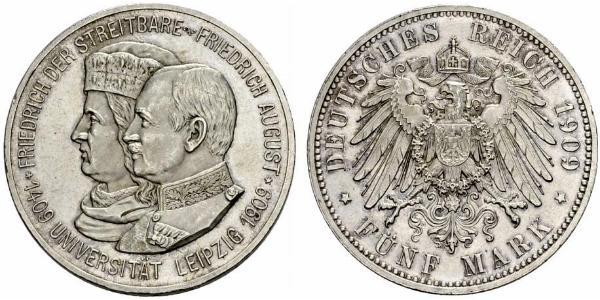 5 Mark Royaume de Saxe (1806 - 1918) Argent Frédéric-Auguste III de Saxe (1865-1932)