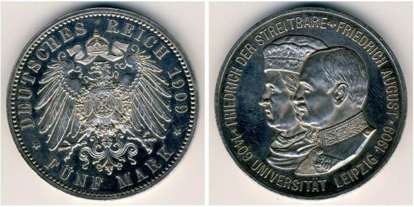 5 Mark Royaume de Saxe (1806 - 1918) Argent Frédéric-Auguste III de Saxe (1865-1932)
