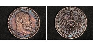 5 Mark Royaume de Wurtemberg (1806-1918) Argent Wilhelm II, German Emperor (1859-1941)