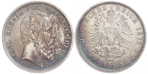5 Mark Royaume de Wurtemberg (1806-1918) Argent Charles Ier de Wurtemberg