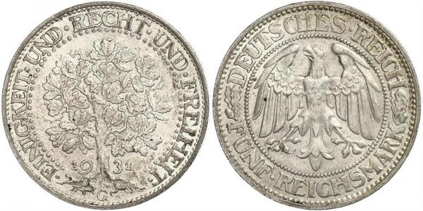 5 Mark République de Weimar (1918-1933) / Allemagne Argent 