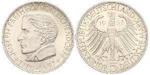 5 Mark Germania Ovest (1949-1990) Argento Joseph Freiherr von Eichendorff