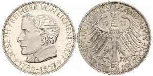 5 Mark Germania Ovest (1949-1990) Argento Joseph Freiherr von Eichendorff