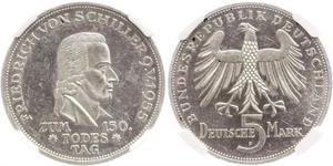 5 Mark Germania Ovest (1949-1990) Argento Friedrich Schiller