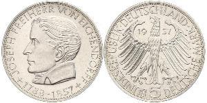 5 Mark Germania Ovest (1949-1990) Argento Joseph Freiherr von Eichendorff