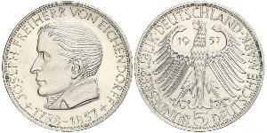 5 Mark Germania Ovest (1949-1990) Argento Joseph Freiherr von Eichendorff