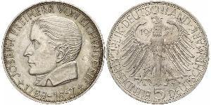 5 Mark Germania Ovest (1949-1990) Argento Joseph Freiherr von Eichendorff