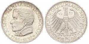 5 Mark Germania Ovest (1949-1990) Argento Joseph Freiherr von Eichendorff