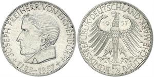 5 Mark Germania Ovest (1949-1990) Argento Joseph Freiherr von Eichendorff