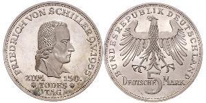 5 Mark Germania Ovest (1949-1990) Argento Friedrich Schiller