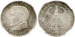 5 Mark Germania Ovest (1949-1990) Argento Joseph Freiherr von Eichendorff