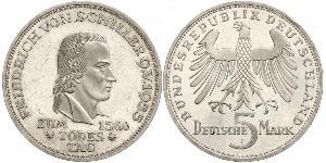 5 Mark Germania Ovest (1949-1990) Argento Friedrich Schiller