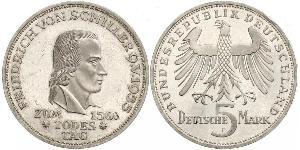 5 Mark Germania Ovest (1949-1990) Argento Friedrich Schiller