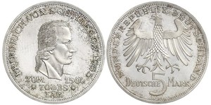 5 Mark Germania Ovest (1949-1990) Argento Friedrich Schiller