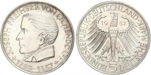 5 Mark Germania Ovest (1949-1990) Argento Joseph Freiherr von Eichendorff