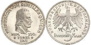 5 Mark Germania Ovest (1949-1990) Argento Friedrich Schiller