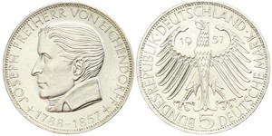 5 Mark Germania Ovest (1949-1990) Argento Joseph Freiherr von Eichendorff