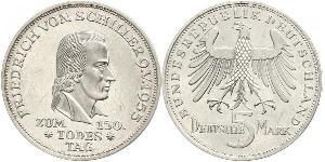 5 Mark Germania Ovest (1949-1990) Argento Friedrich Schiller