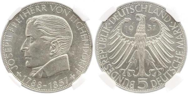 5 Mark Germania Ovest (1949-1990) Argento Joseph Freiherr von Eichendorff