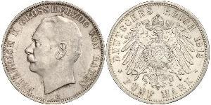 5 Mark Grand Duchy of Baden (1806-1918) Argento Federico II di Baden (1857 - 1928)
