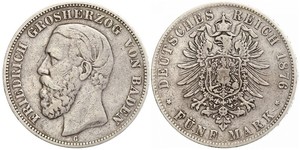 5 Mark Grand Duchy of Baden (1806-1918) Argento Federico I di Baden (1826 - 1907)