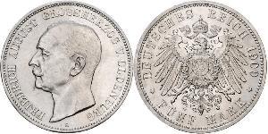 5 Mark Grand Duchy of Oldenburg (1814 - 1918) Argento Federico Augusto III di Sassonia (1865-1932)