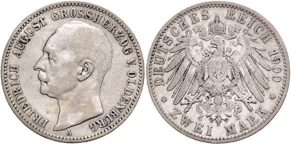 5 Mark Grand Duchy of Oldenburg (1814 - 1918) Argento Federico Augusto III di Sassonia (1865-1932)