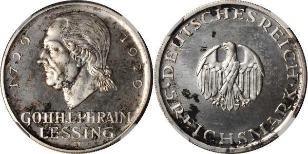 5 Mark Impero tedesco (1871-1918) Argento Gotthold Ephraim Lessing