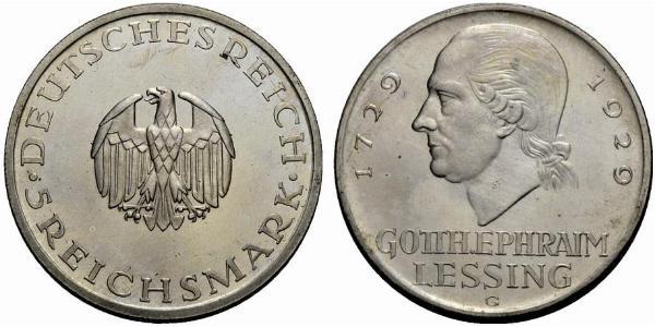 5 Mark Impero tedesco (1871-1918) Argento Gotthold Ephraim Lessing