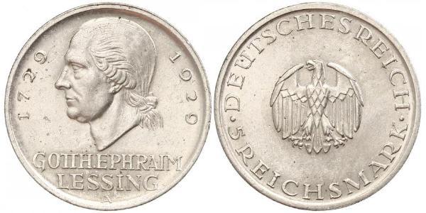 5 Mark Impero tedesco (1871-1918) Argento Gotthold Ephraim Lessing