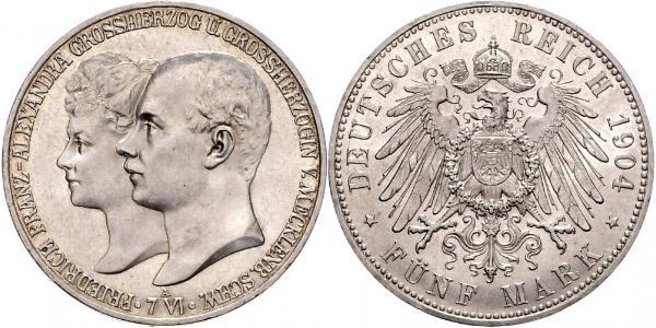 5 Mark Meclemburgo-Schwerin (1352-1918) Argento Frederick Francis IV, Grand Duke of Mecklenburg (1882 - 1945)