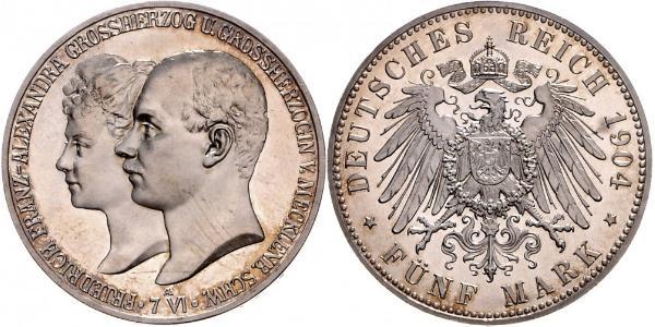 5 Mark Meclemburgo-Schwerin (1352-1918) Argento Frederick Francis IV, Grand Duke of Mecklenburg (1882 - 1945)