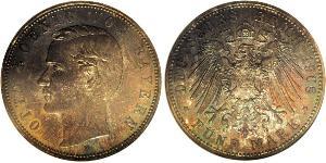 5 Mark Regno di Baviera (1806 - 1918) Argento Ottone di Baviera(1848 – 1916)