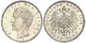 5 Mark Regno di Baviera (1806 - 1918) Argento Ottone di Baviera(1848 – 1916)