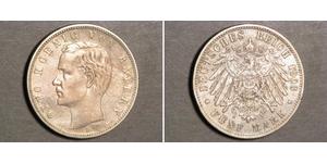 5 Mark Regno di Baviera (1806 - 1918) Argento Ottone di Baviera(1848 – 1916)